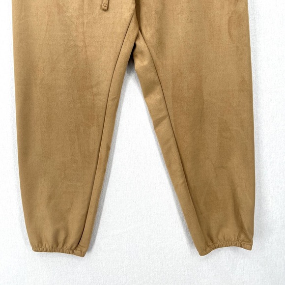 ENZA COSTA Pants Womens Medium 2 Camel Tan Faux Suede Jogger Lounge Track NWOT - Picture 5 of 15